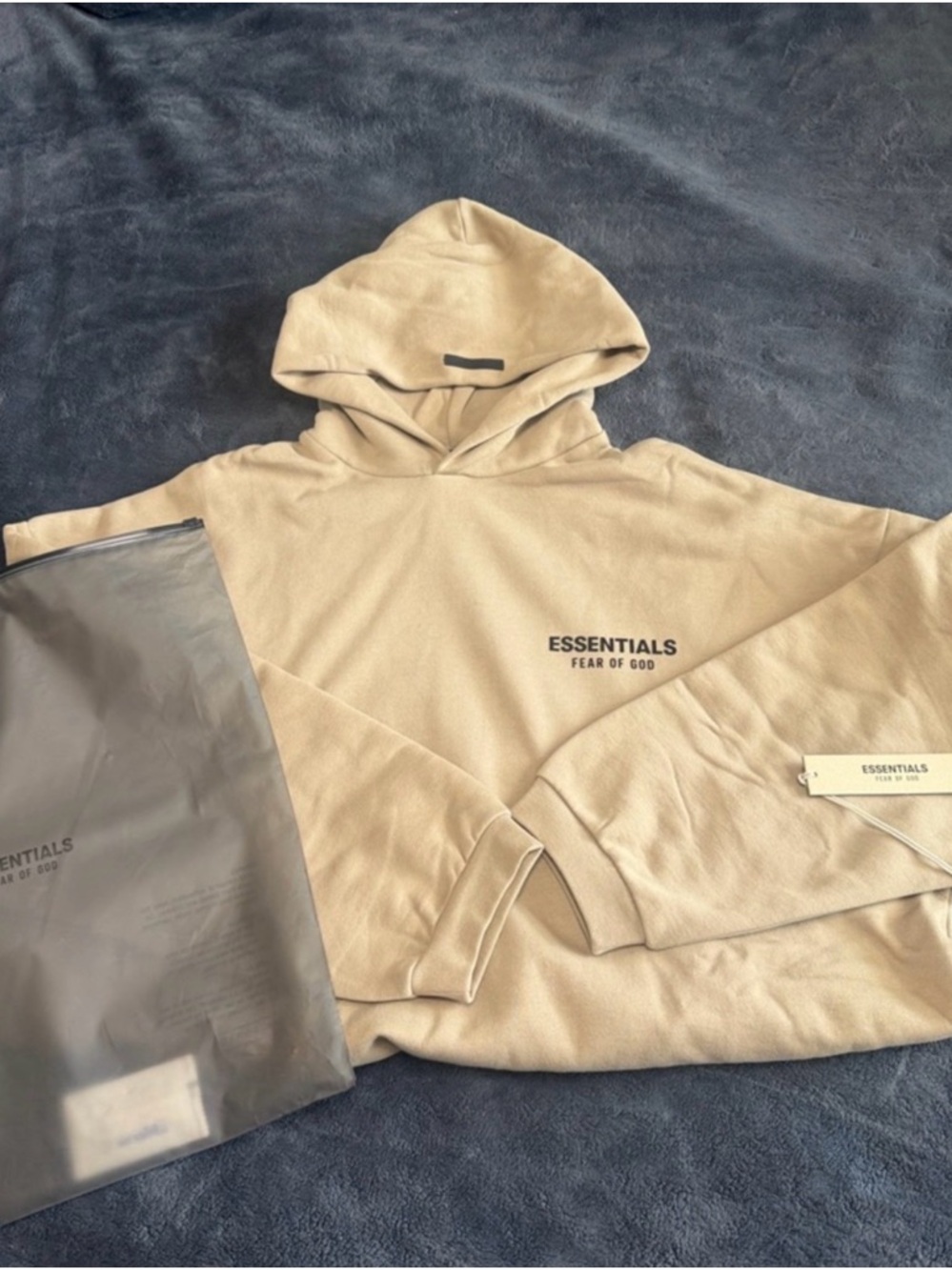 Essentials Tan Pullover Hoodie with Minimal Logo